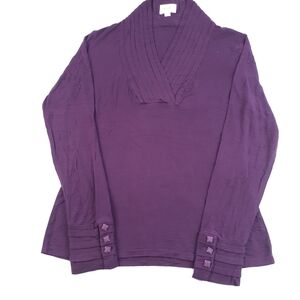 ECI New York Plum V-Neck Blouse Size Medium